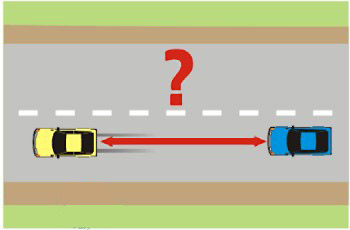איור לשאלה: מהו הרווח המינימלי שעליך לשמור בינך ובין הרכב הנע לפניך, על פי החוק?